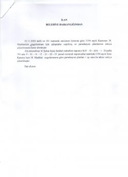 PARSELASYON PLANLARININ ASKIYA ÇIKARILMASI 30.05.2023