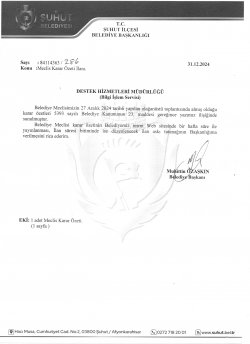 ŞUHUT BELEDİYE MECLİS TOPLANTISI ARALIK AYI OLAĞANÜSTÜ KARAR ÖZETLERİ 25.12.2024 TARİHİNDEN İTİBAREN YAYINLANMIŞTIR