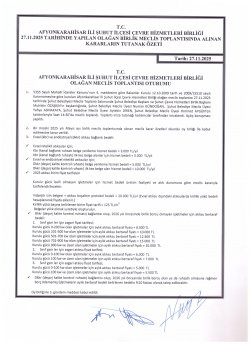 ŞUHUT ÇEVRE HİZMETLERİ BİRLİĞİ MECLİS TOPLANTISI KARAR ÖZETLERİ