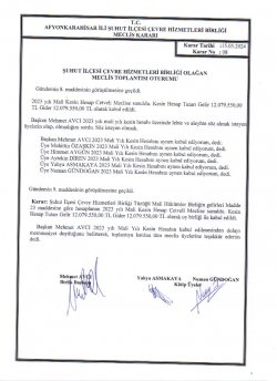 ÇEVRE HİZMETLERİ BİRLİĞİ OLAĞAN MECLİS TOPLANTISI KARAR ÖZETLERİ