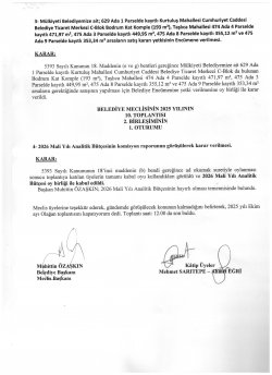 07.10.2025 VE 10.10.2025 TARİHLİ İKİ BİRLEŞİMLİ MECLİS TOPLANTISI KARAR ÖZETLERİ