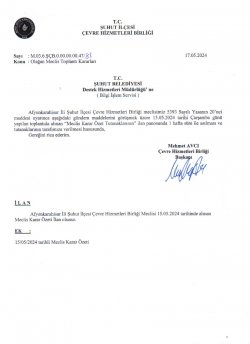 ÇEVRE HİZMETLERİ BİRLİĞİ OLAĞAN MECLİS TOPLANTISI KARAR ÖZETLERİ