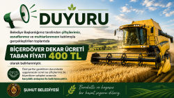  ŞUHUT İLÇEMİZDE BİÇERDÖVER  DEKAR TABAN ÜCRETİ 400 TL OLARAK BELİRLENDİ
