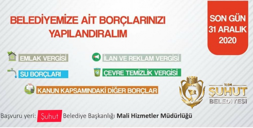 Belediyemize Ait Borçlarınızı Yapılandırmak İçin Son Tarih 31 Aralık 2020