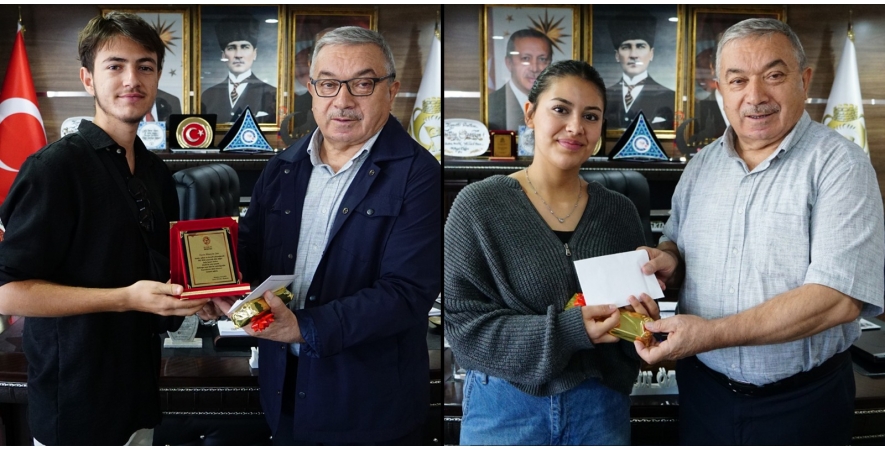 YKS’DE DERECE YAPAN ÖĞRENCİLERDEN BAŞKAN ÖZAŞKIN’A ZİYARET